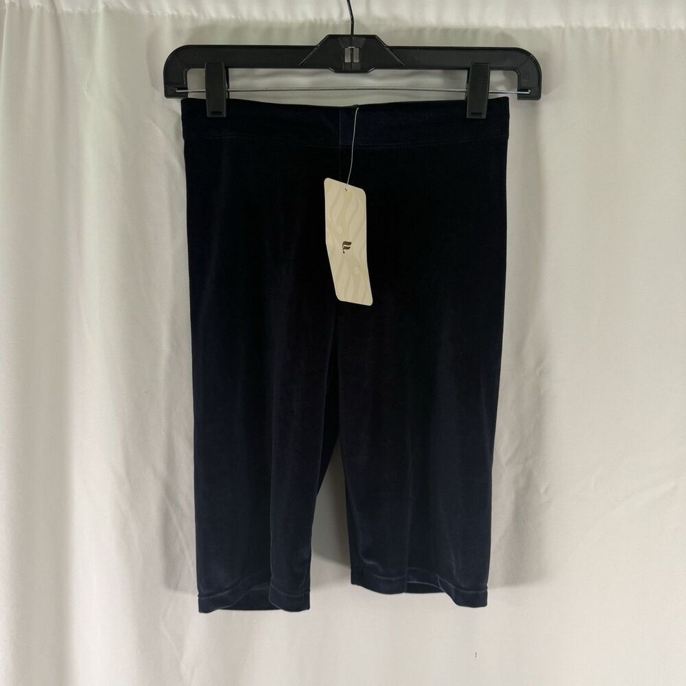 New Fabletics High Waisted Velour Bike Short Women's Small Blue 9" Inseam